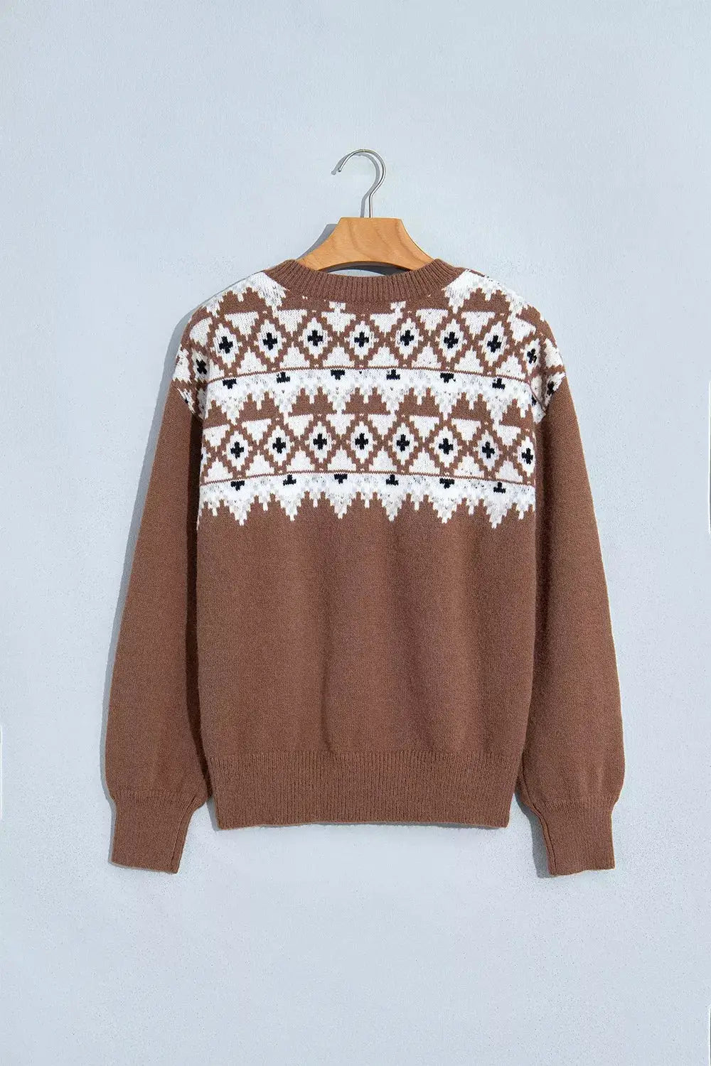 Geometric Print Drop Shoulder Casual Pullover Sweater by Trendsi