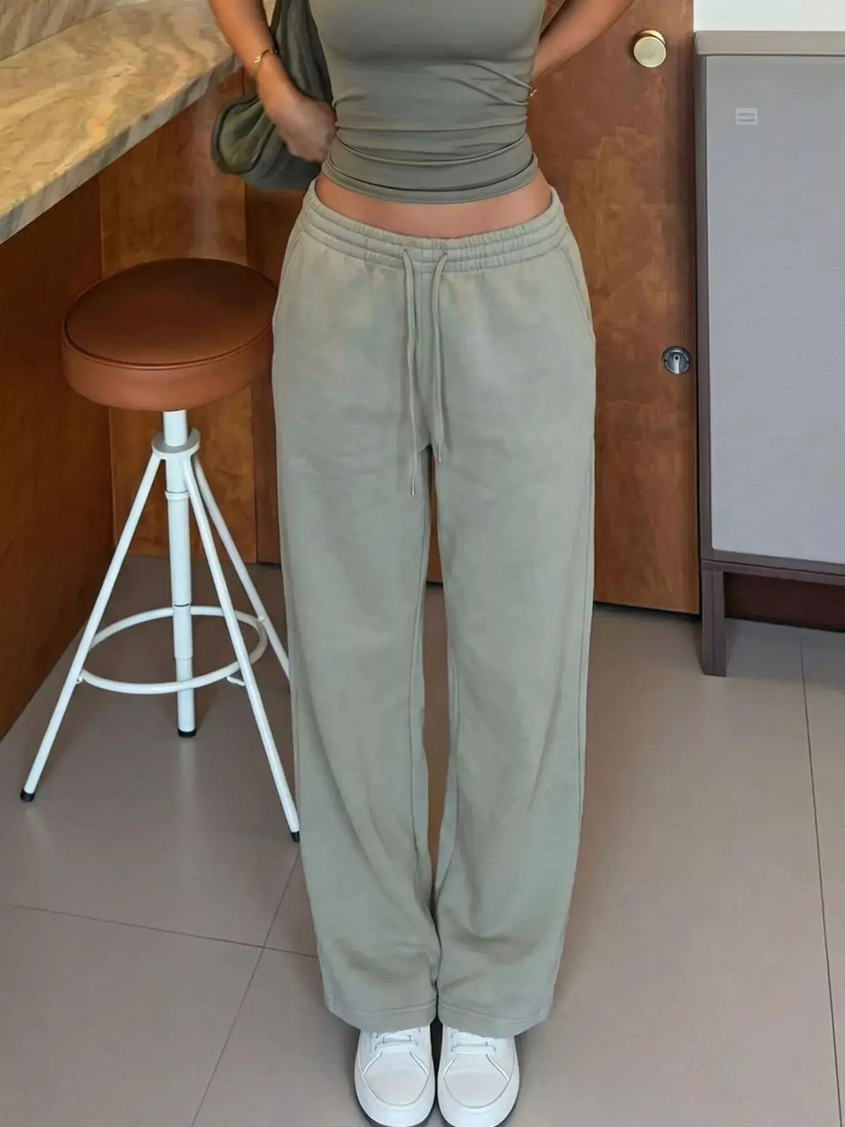 High-Waisted Wide-Leg Sweatpants by Trendsi