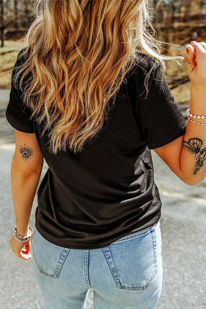 Full Size Rhinestone Ghost Round Neck T-Shirt Plus Size by Trendsi