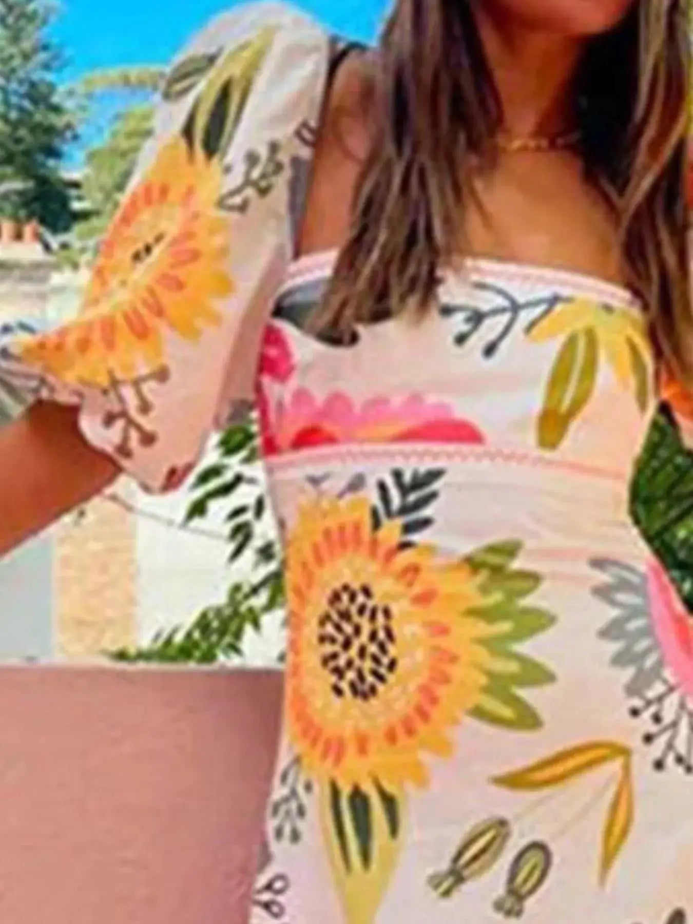 Full Size Floral Print Puff Sleeve Maxi Dress Plus Size by Trendsi