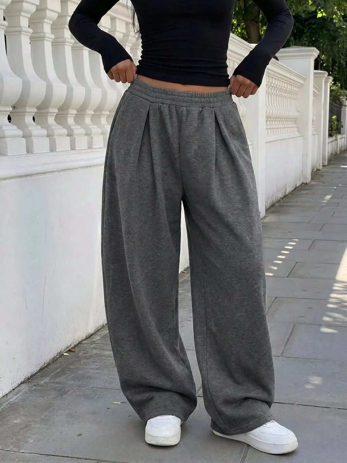 Elastic Waist Wide-Leg Sweatpants by Trendsi