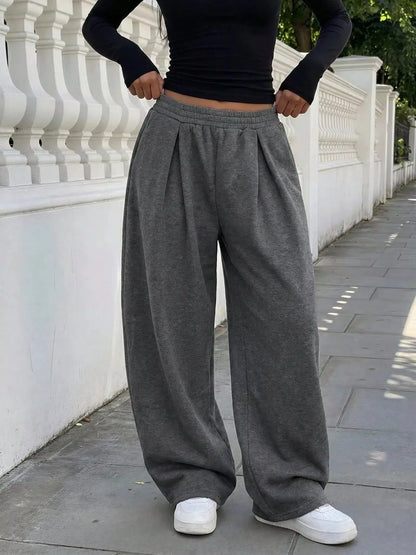 Elastic Waist Wide-Leg Sweatpants by Trendsi