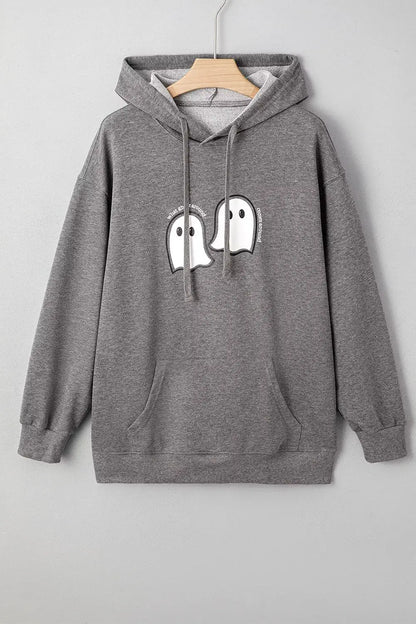Halloween Ghost Print Mineral Wash Oversize Hoodie by Trendsi