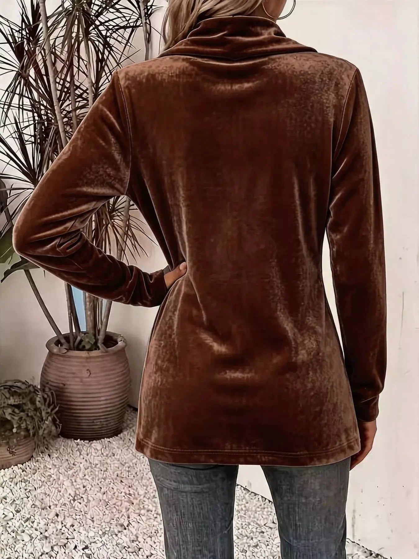 Full Size Velvet Open-Front Cardigan Plus Size by Trendsi