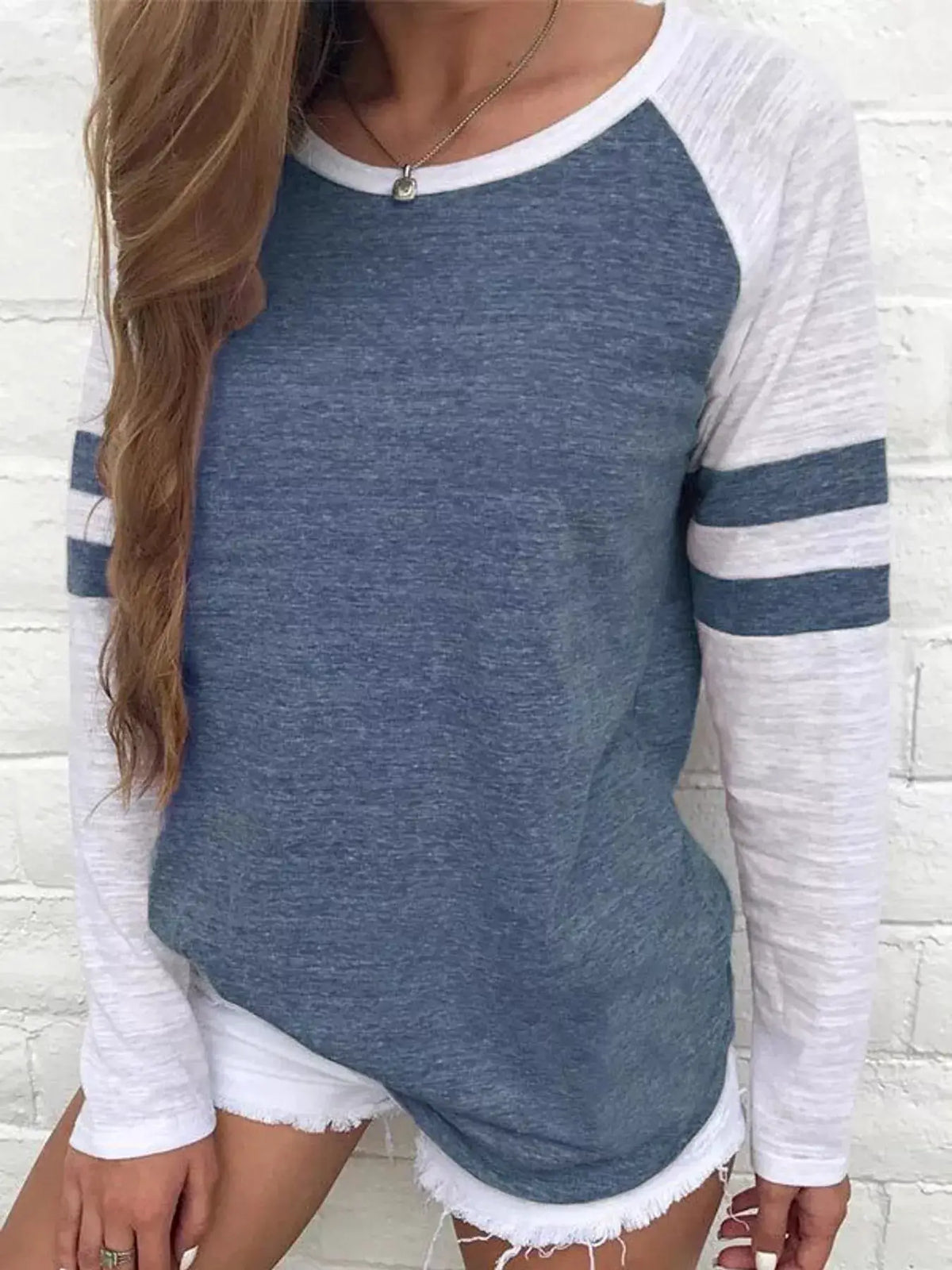Full Size Color-Block Raglan Sleeve Striped T-Shirt Plus Size by Trendsi