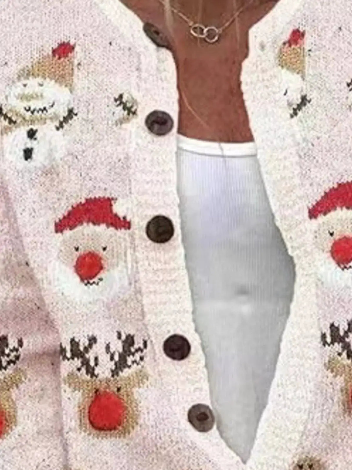 Full Size Festive Christmas Pattern Knit Cardigan with Button-Down Closure Plus Size by Trendsi