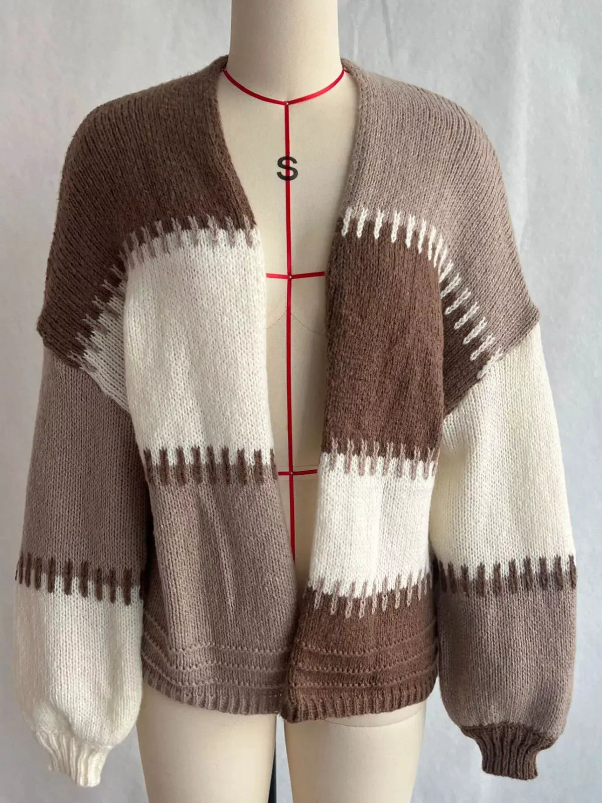 Color-Block V-Neck Cardigan by Trendsi