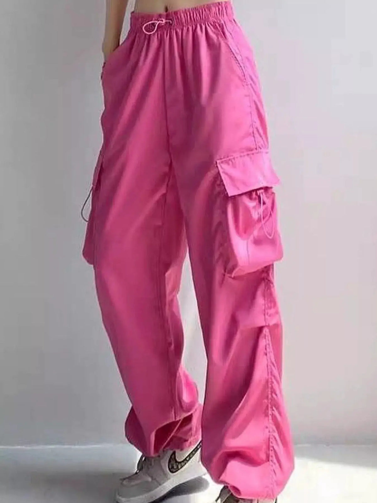 Full Size Drawstring Cargo Pants Plus Size by Trendsi