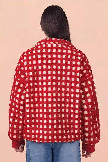 Plaid Zip-Up Long Sleeve Outerwear by Trendsi