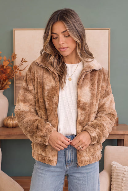 Homecoming Faux Fur Zip Up Jacket