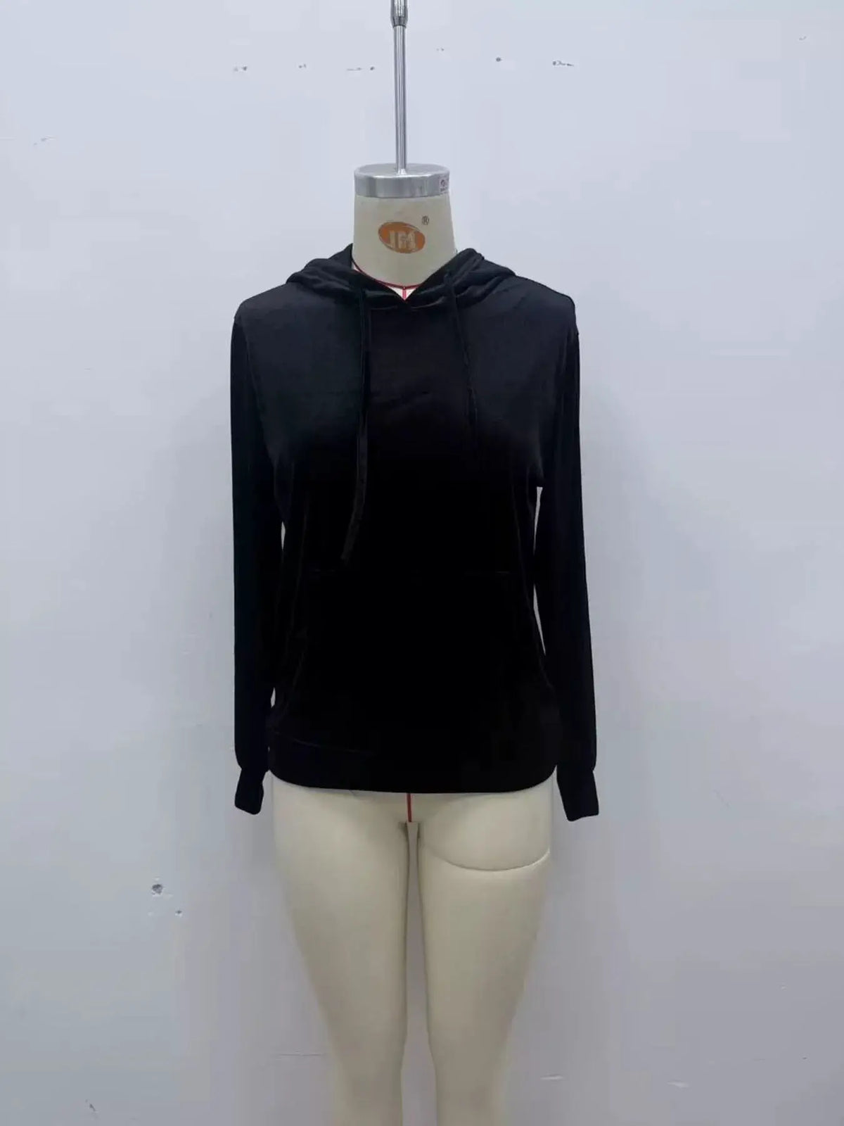 Full Size Velvet Kangaroo Pocket Hoodie Plus Size by Trendsi