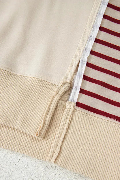 Slit Striped Long Sleeve Sweatshirt by Trendsi