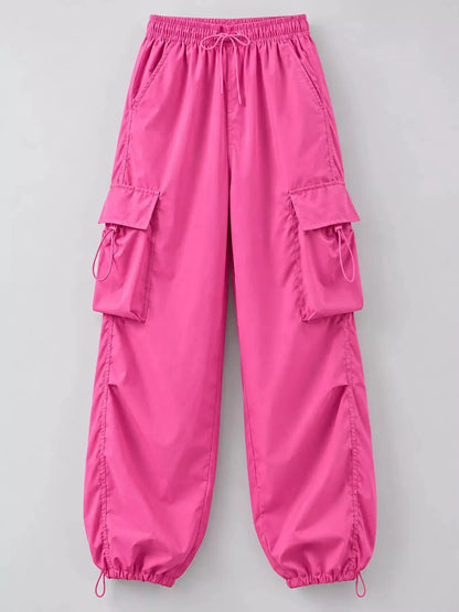 Full Size Drawstring Cargo Pants Plus Size by Trendsi