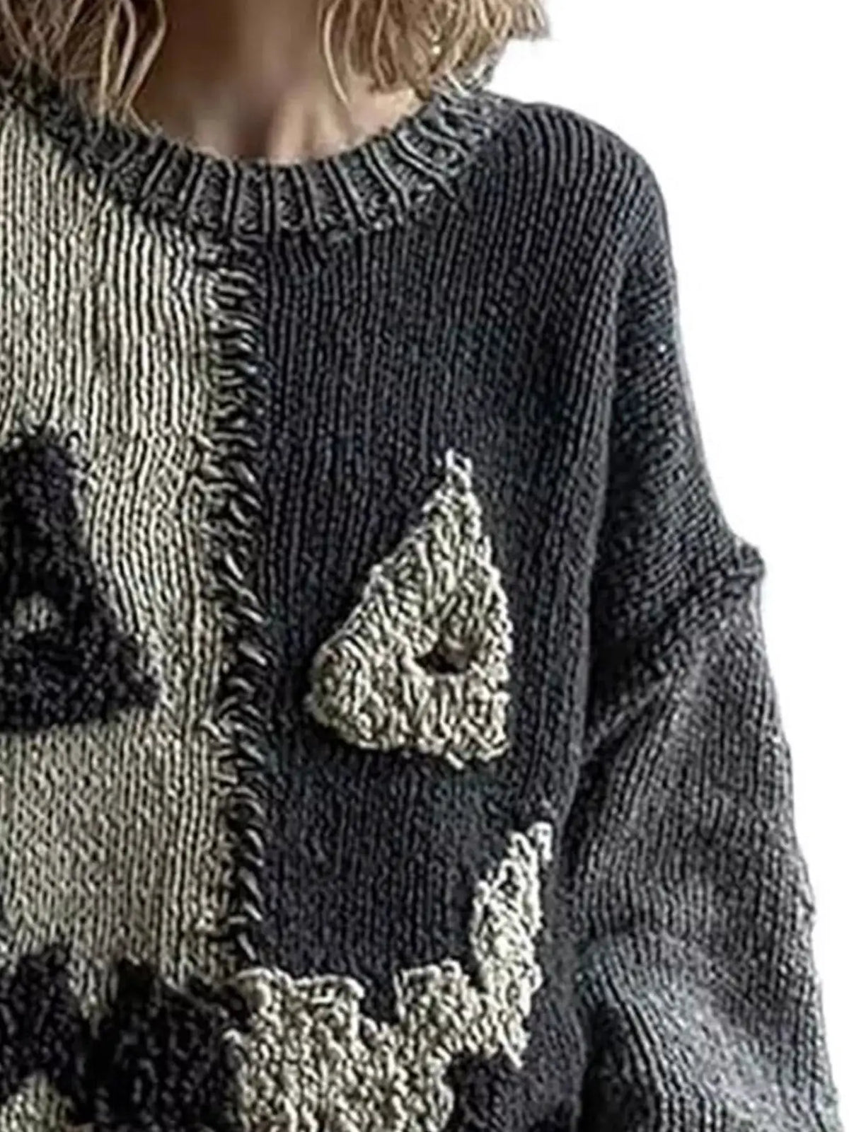 Full Size Color Block Oversized Dropped Shoulder Sweater Plus Size by Trendsi