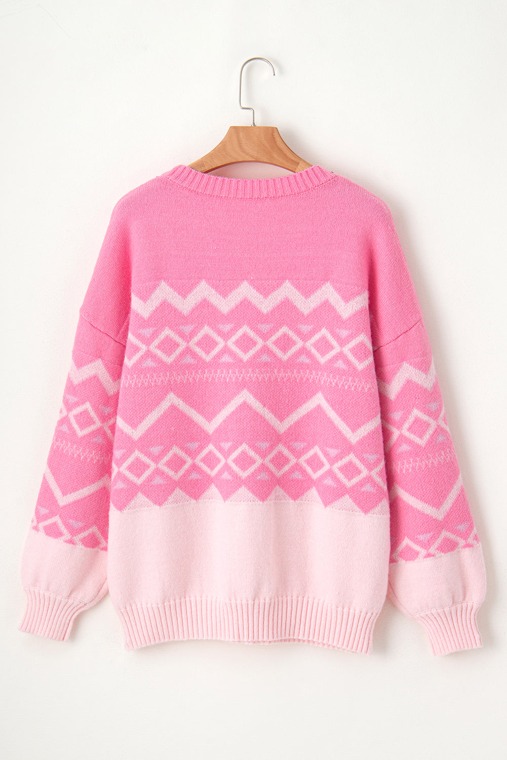 Geometric Drop Shoulder Long Sleeve Sweater