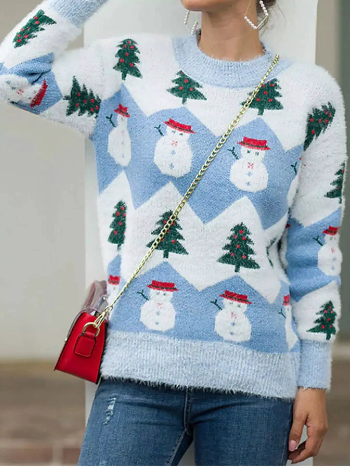 Christmas Snowman Dropped Shoulder Sweater by Trendsi