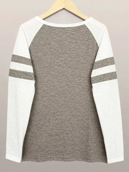 Full Size Color-Block Raglan Sleeve Striped T-Shirt Plus Size by Trendsi