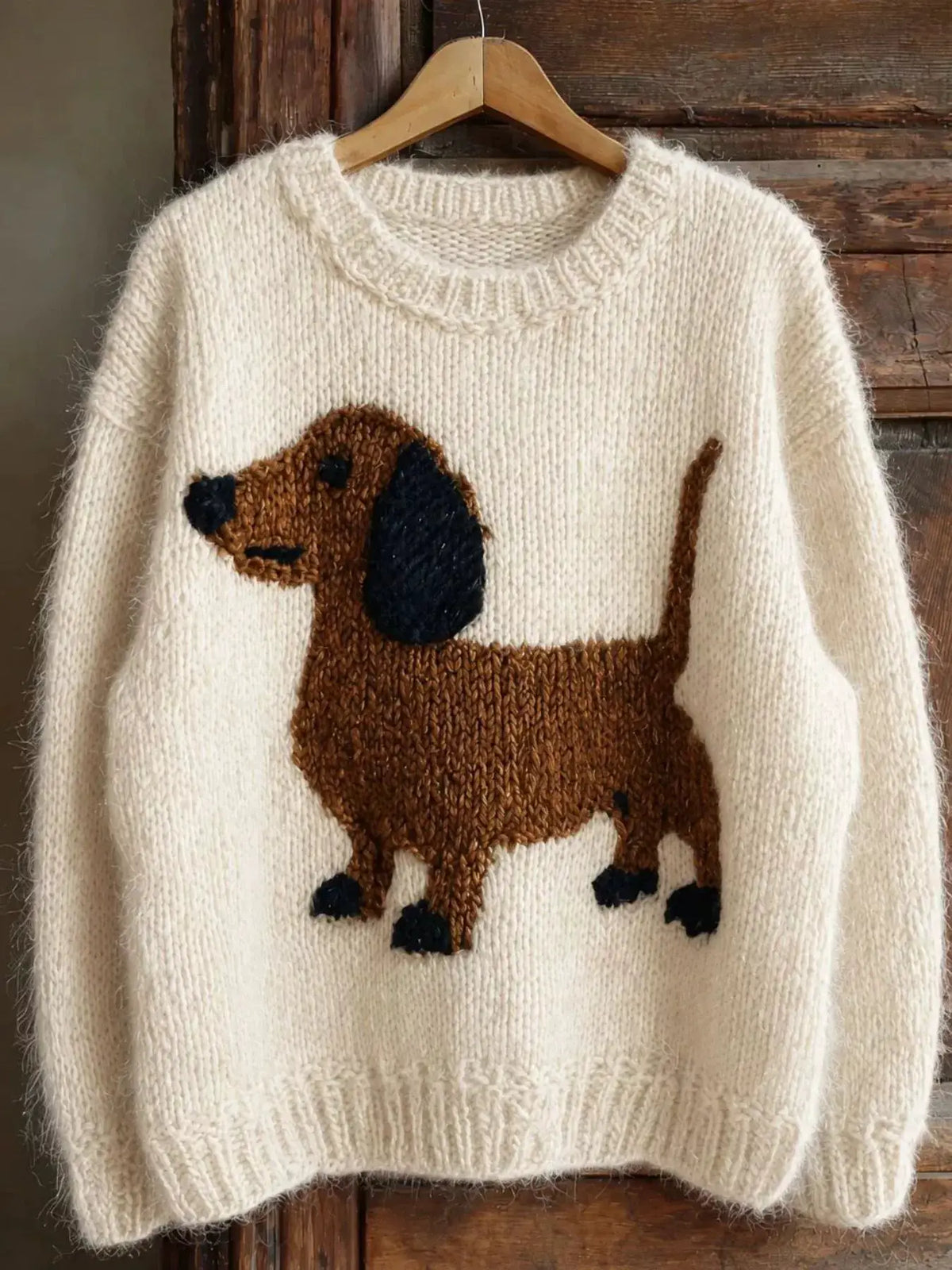 Dachshund Dropped Shoulder Sweater by Trendsi