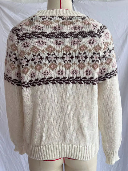 Fair Isle Patterned Round Neck Sweater by Trendsi