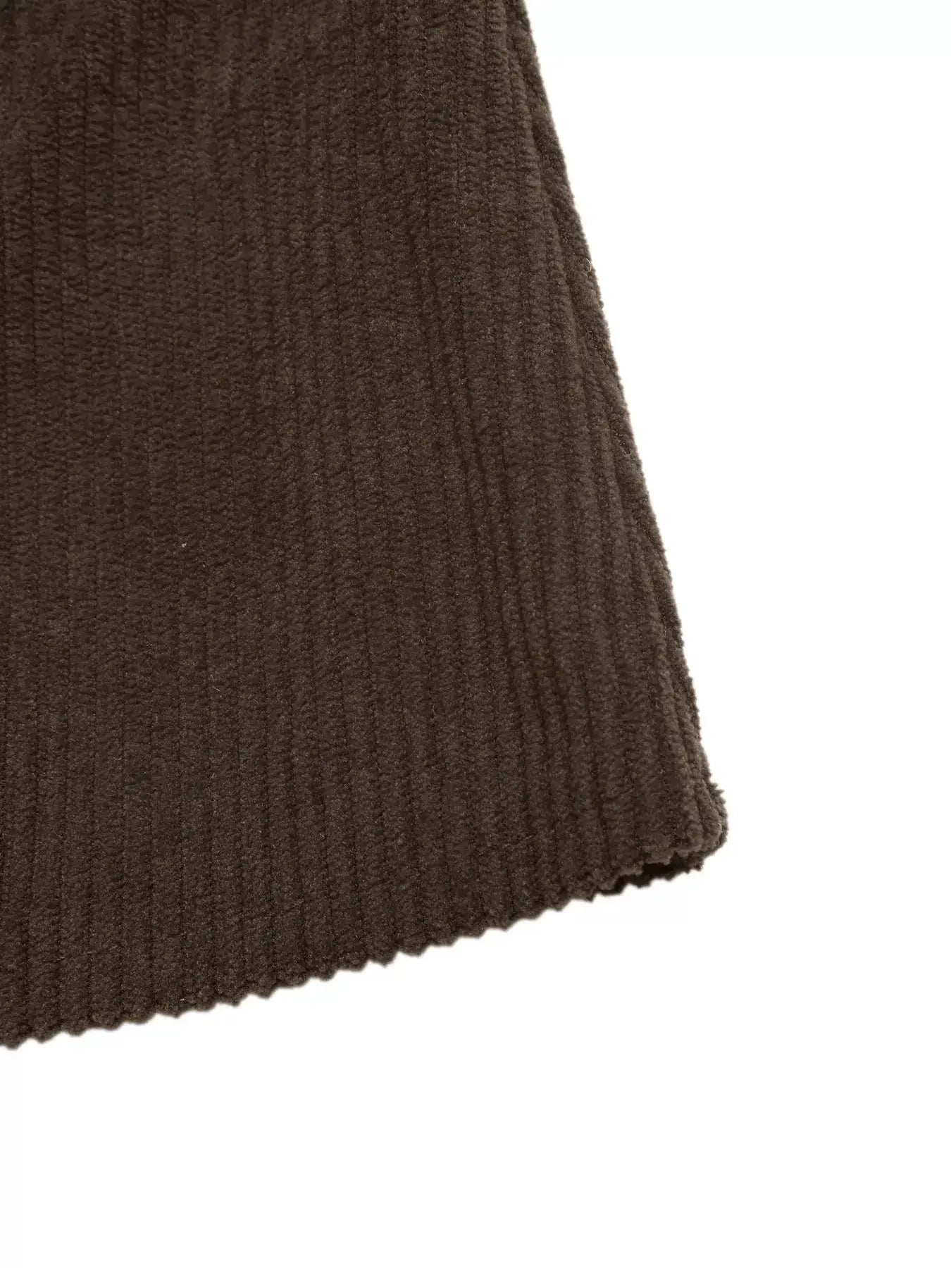 Contrast Sherpa Collar Corduroy Zip Up Jacket by Trendsi