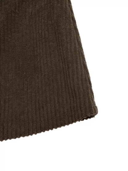 Contrast Sherpa Collar Corduroy Zip Up Jacket by Trendsi