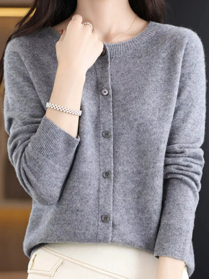 Button-Down Long Sleeve Cardigan by Trendsi