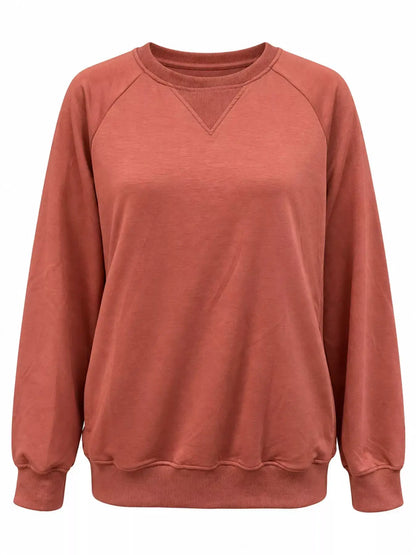 Crew Neck Raglan Sleeve Sweatshirt by Trendsi