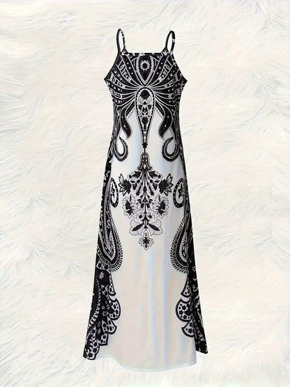 Printed Spaghetti Strap Maxi Dress by Trendsi