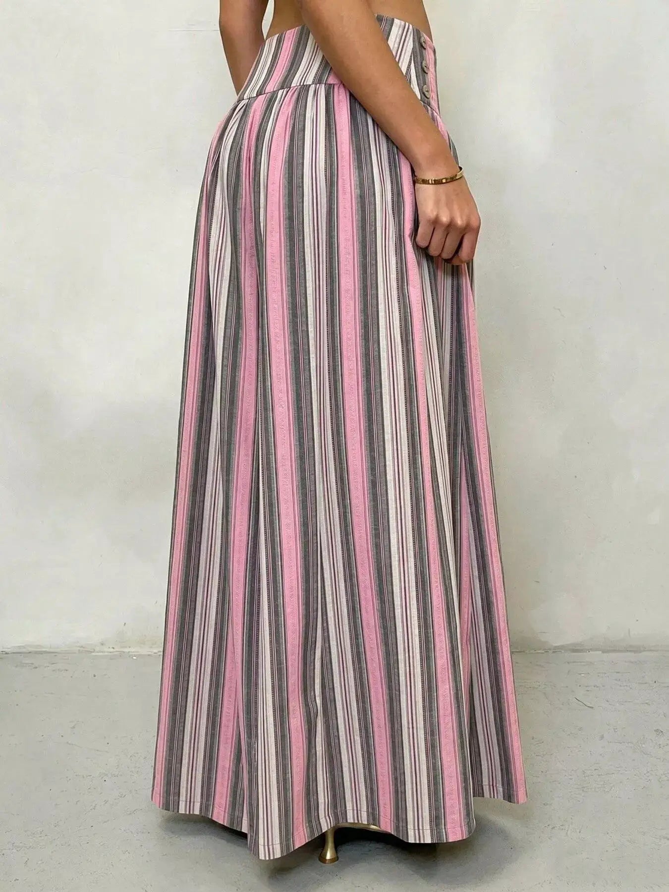 High-Waisted Striped Wide-Leg Casual Pants by Trendsi