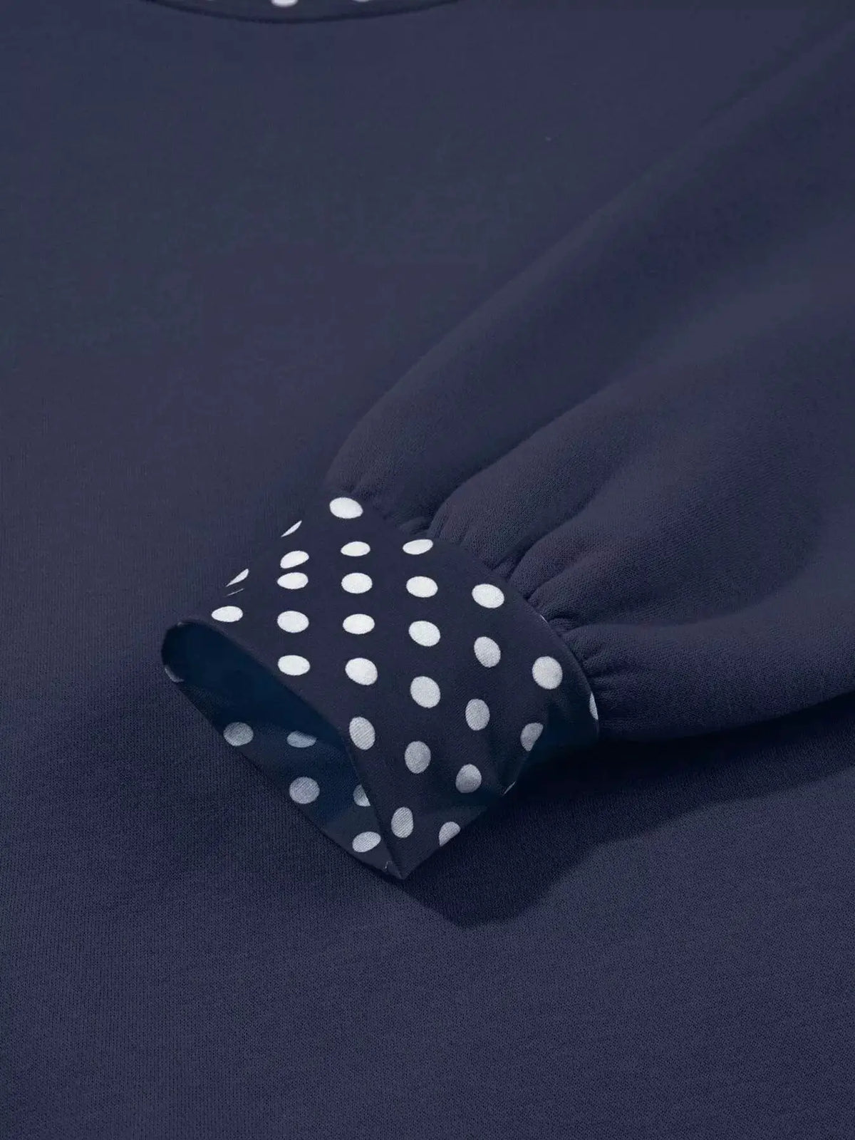 Polka Dot Trim Contrast Crew Neck Sweatshirt by Trendsi