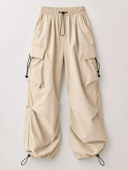 Full Size Drawstring Cargo Pants Plus Size by Trendsi