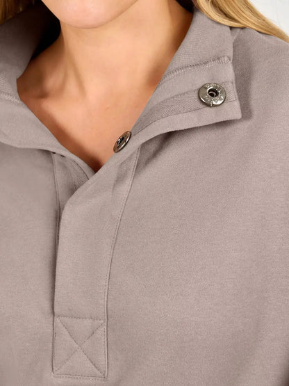 Half Snap Dropped Shoulder Sweatshirt by Trendsi