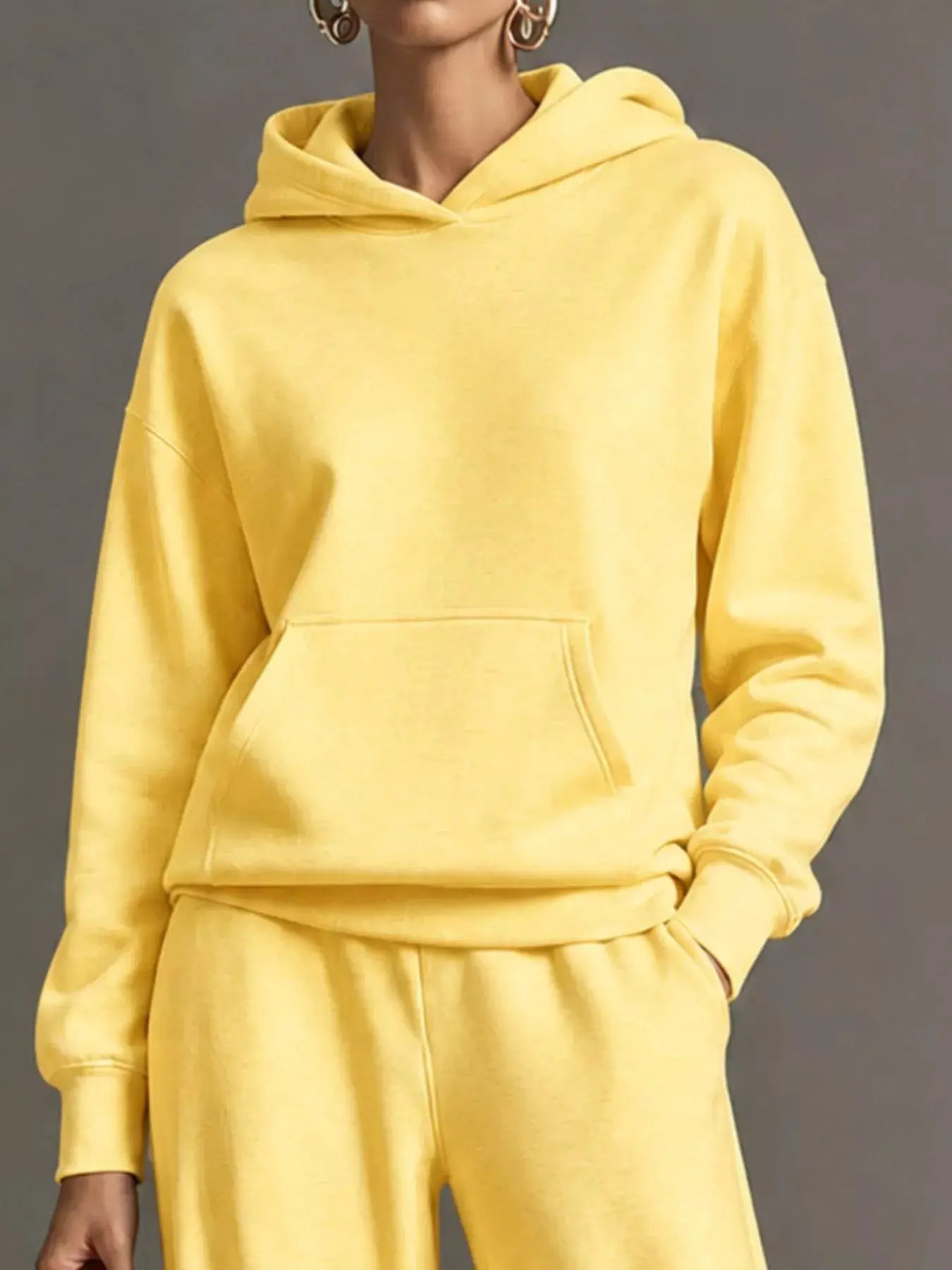 Kangaroo Pocket Hoodie and Pants Set by Trendsi