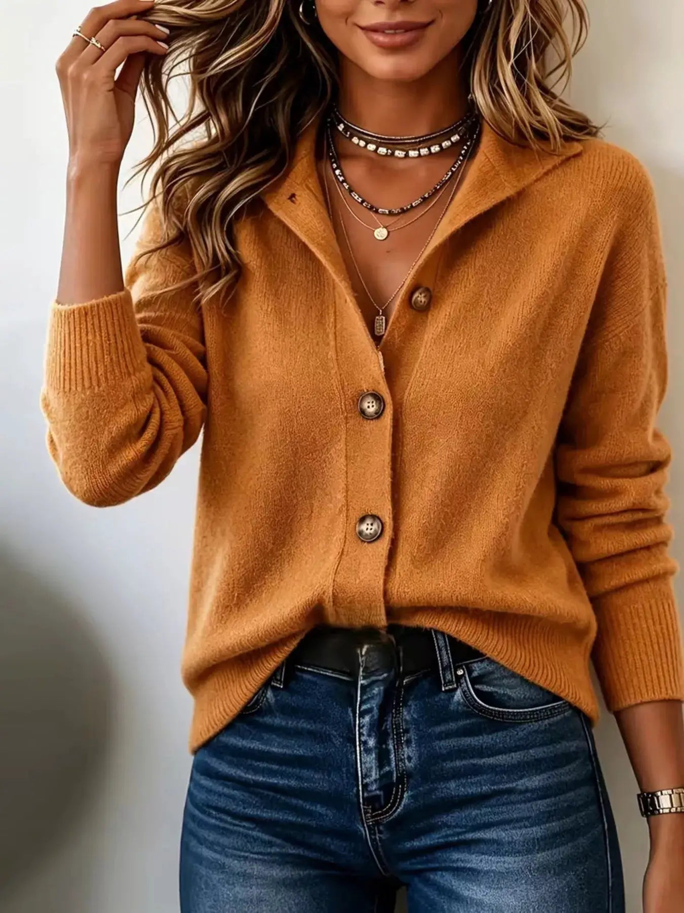Button-Down Knit Cardigan by Trendsi