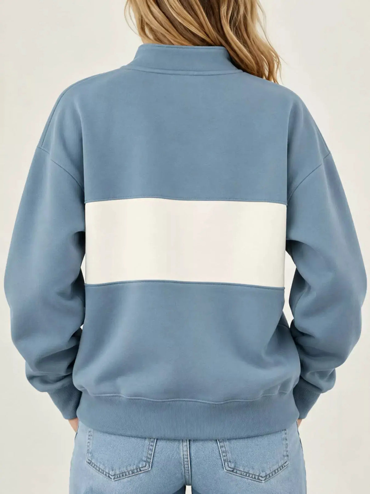Full Size Color Block Snap-Button Sweatshirt Plus Size by Trendsi