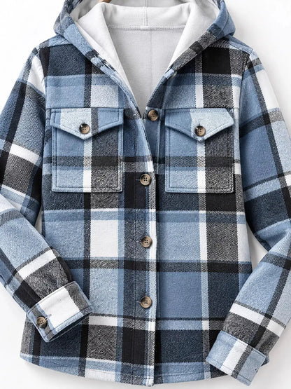 Fleece-Lined Plaid Button Up Shacket by Trendsi