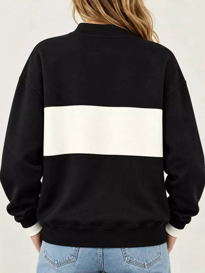 Full Size Color Block Snap-Button Sweatshirt Plus Size by Trendsi