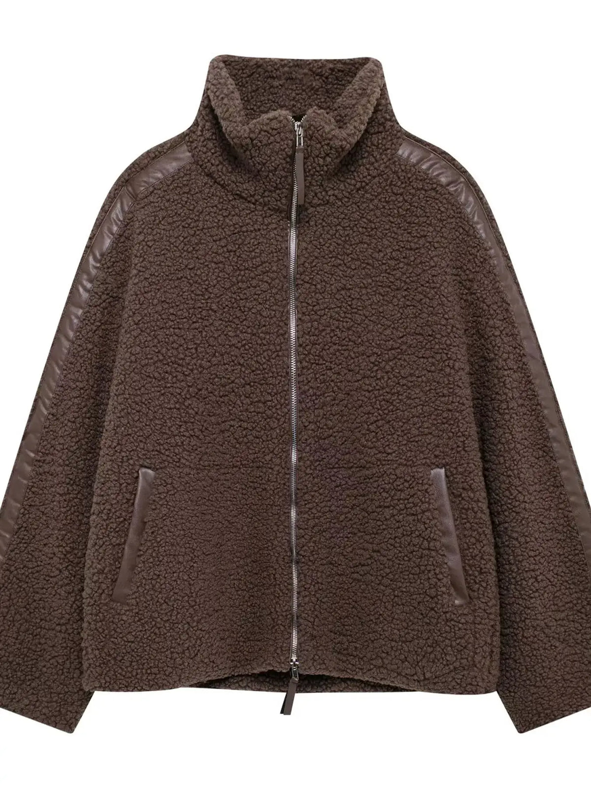 Sherpa Zip-Up Outerwear by Trendsi