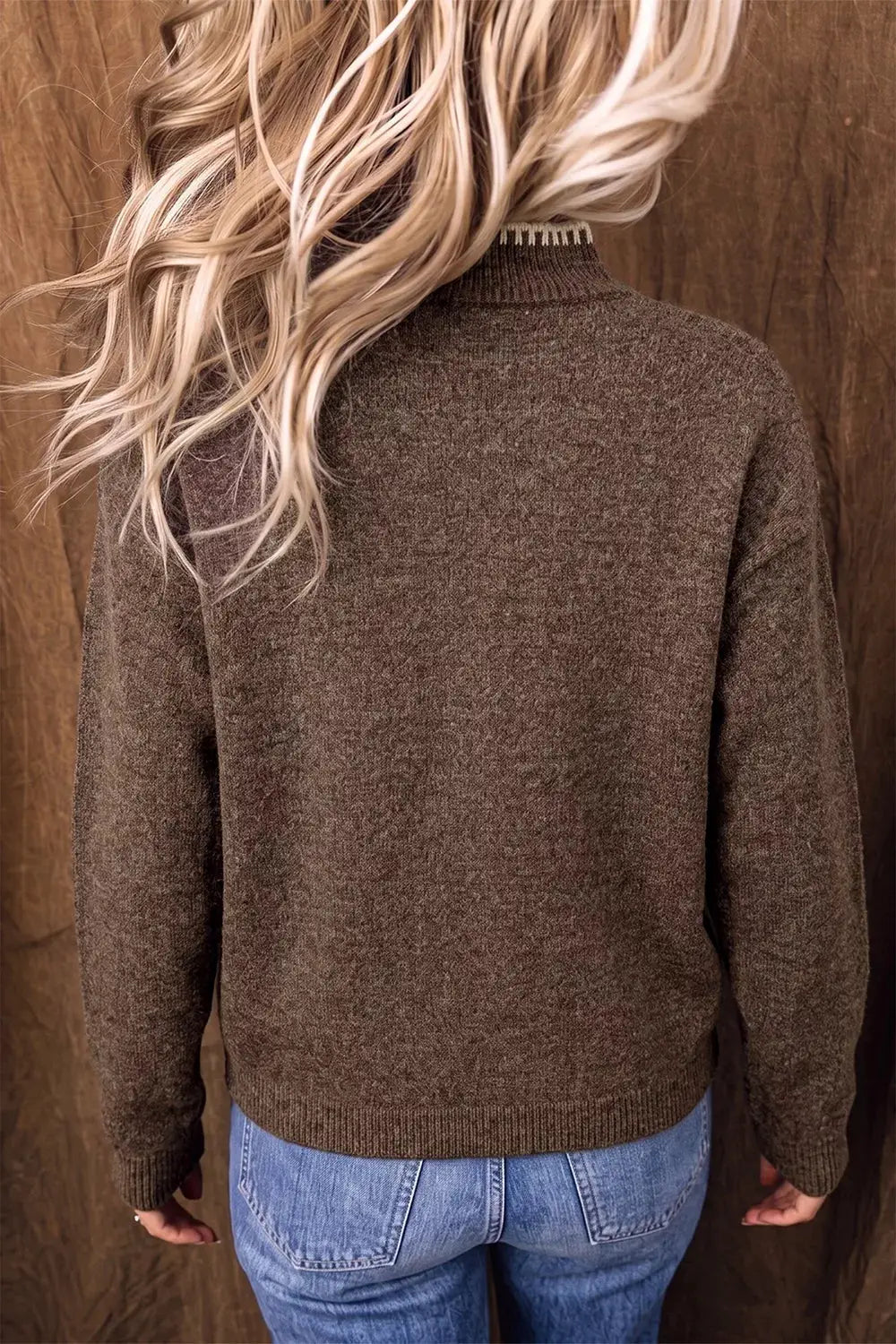 Floral Mock Neck Long Sleeve Sweater by Trendsi