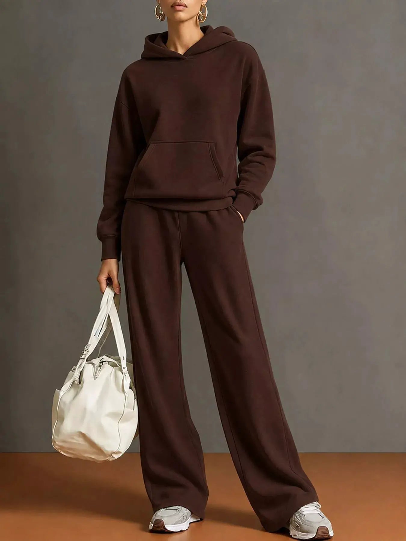 Kangaroo Pocket Hoodie and Pants Set by Trendsi