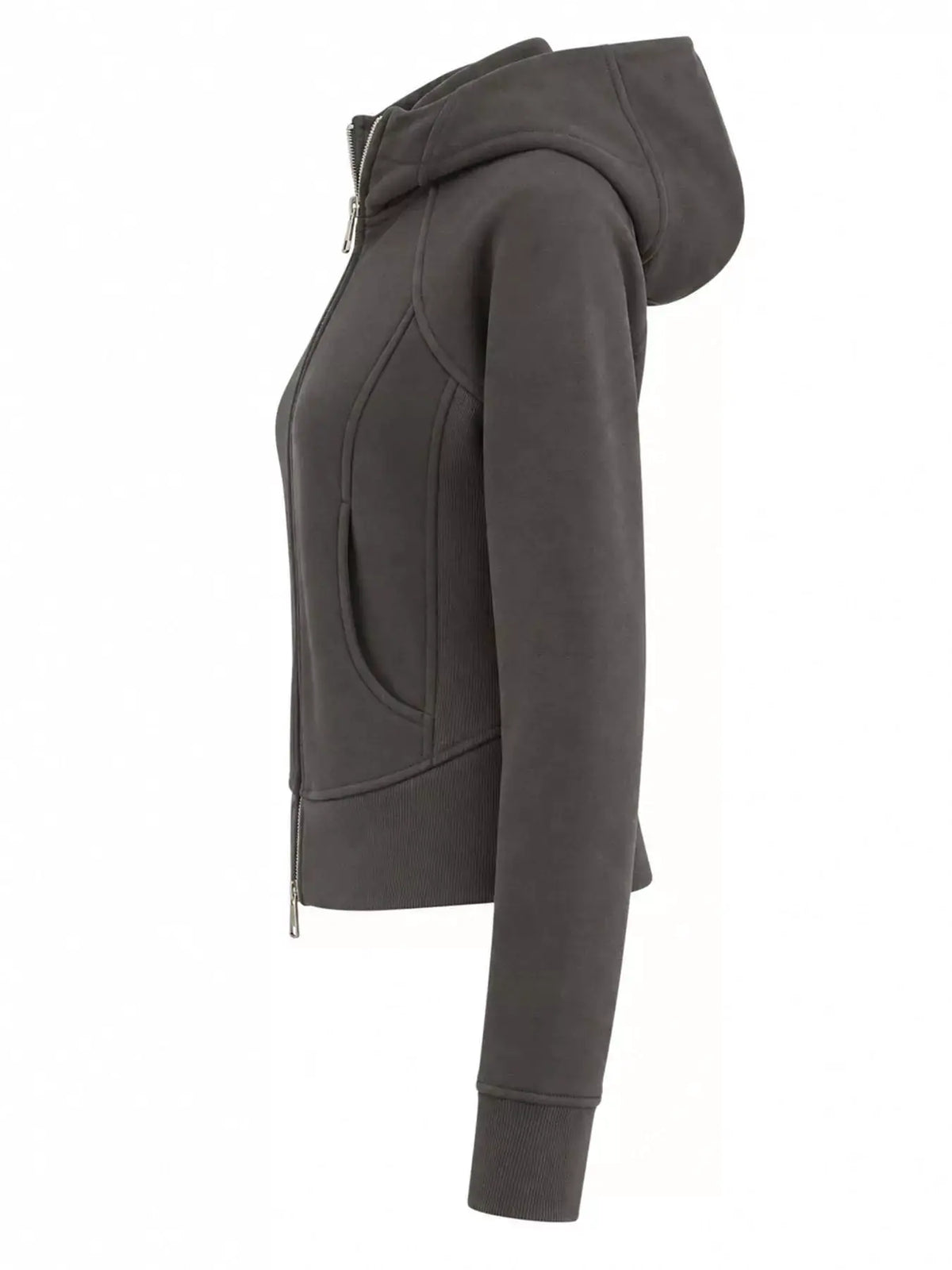 Slim-Fit Full-Zip Hoodie by Trendsi