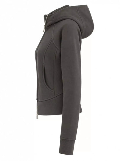 Slim-Fit Full-Zip Hoodie by Trendsi
