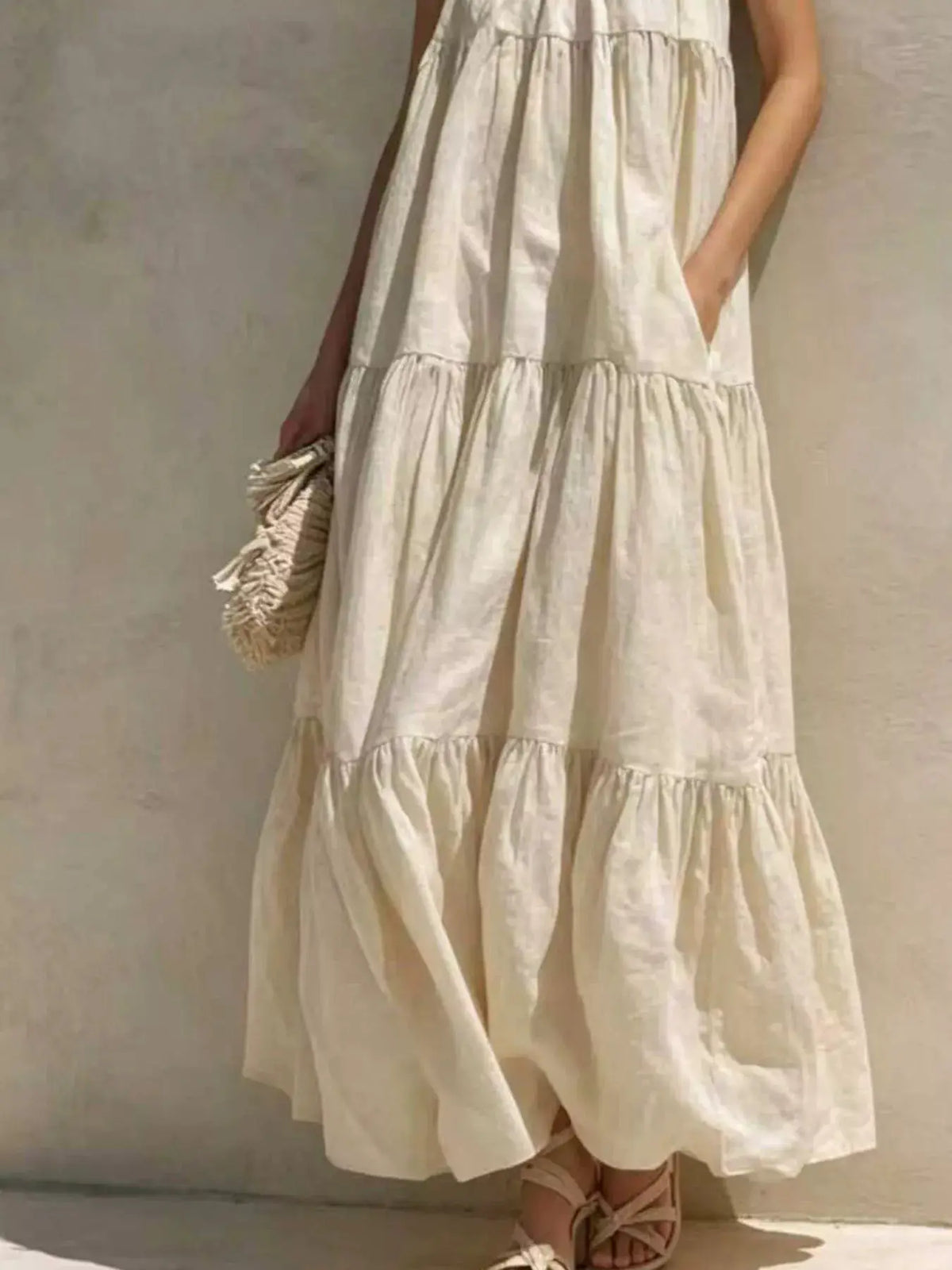Tiered Scoop Neck Maxi Dress by Trendsi