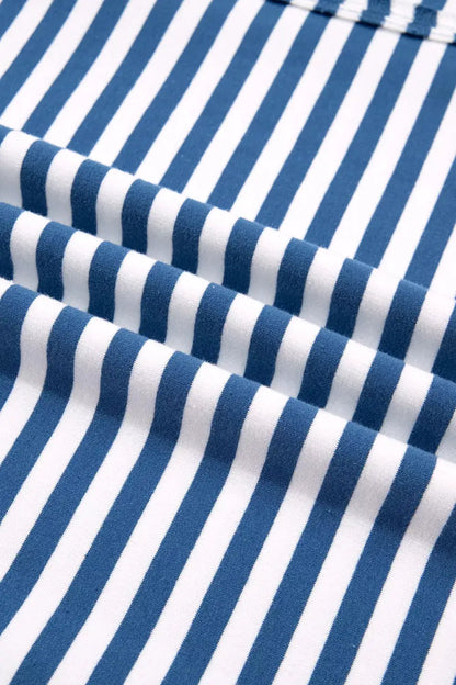 Stripe Color Block Trim Raw Seam Split Hem Loose Sweatshirt by Trendsi