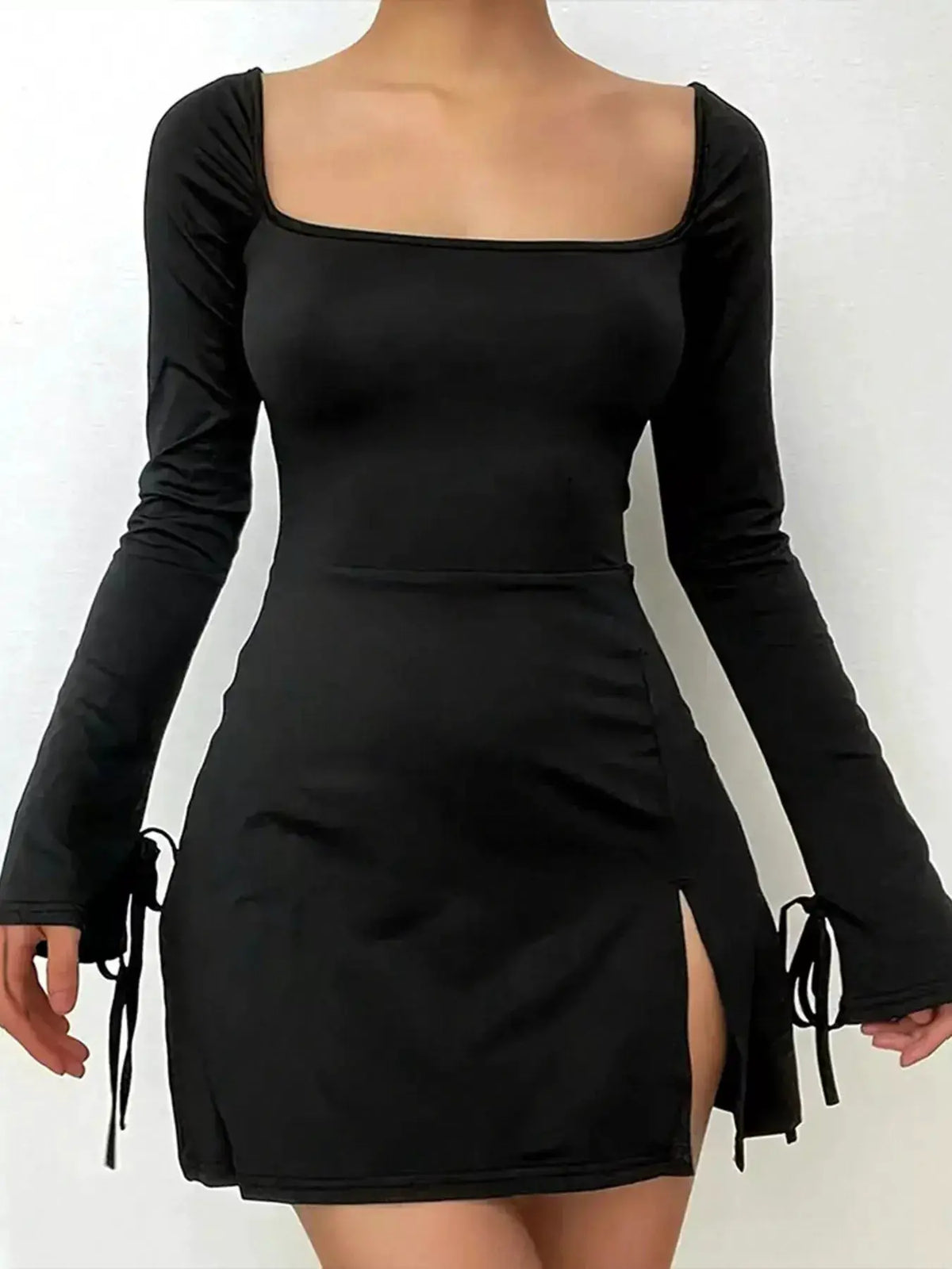 Slit Flare Sleeve Mini Dress by Trendsi