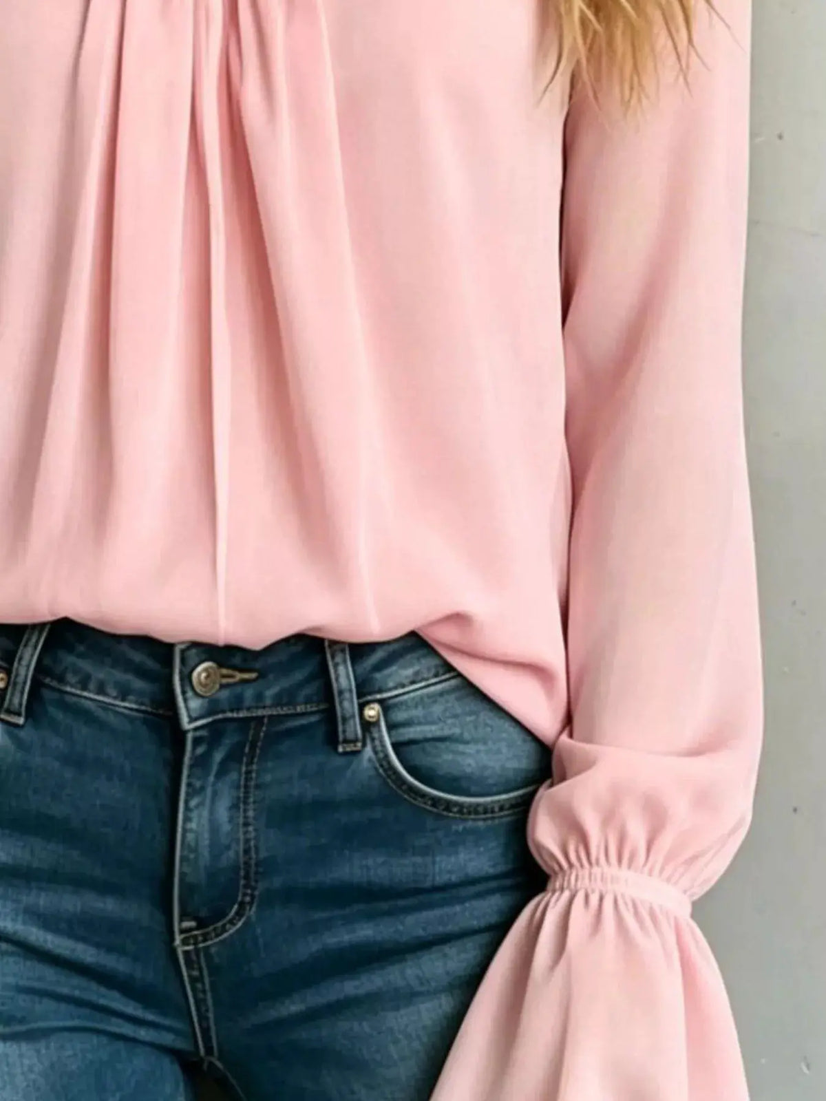 V-Neck Flounce Sleeve Blouse by Trendsi