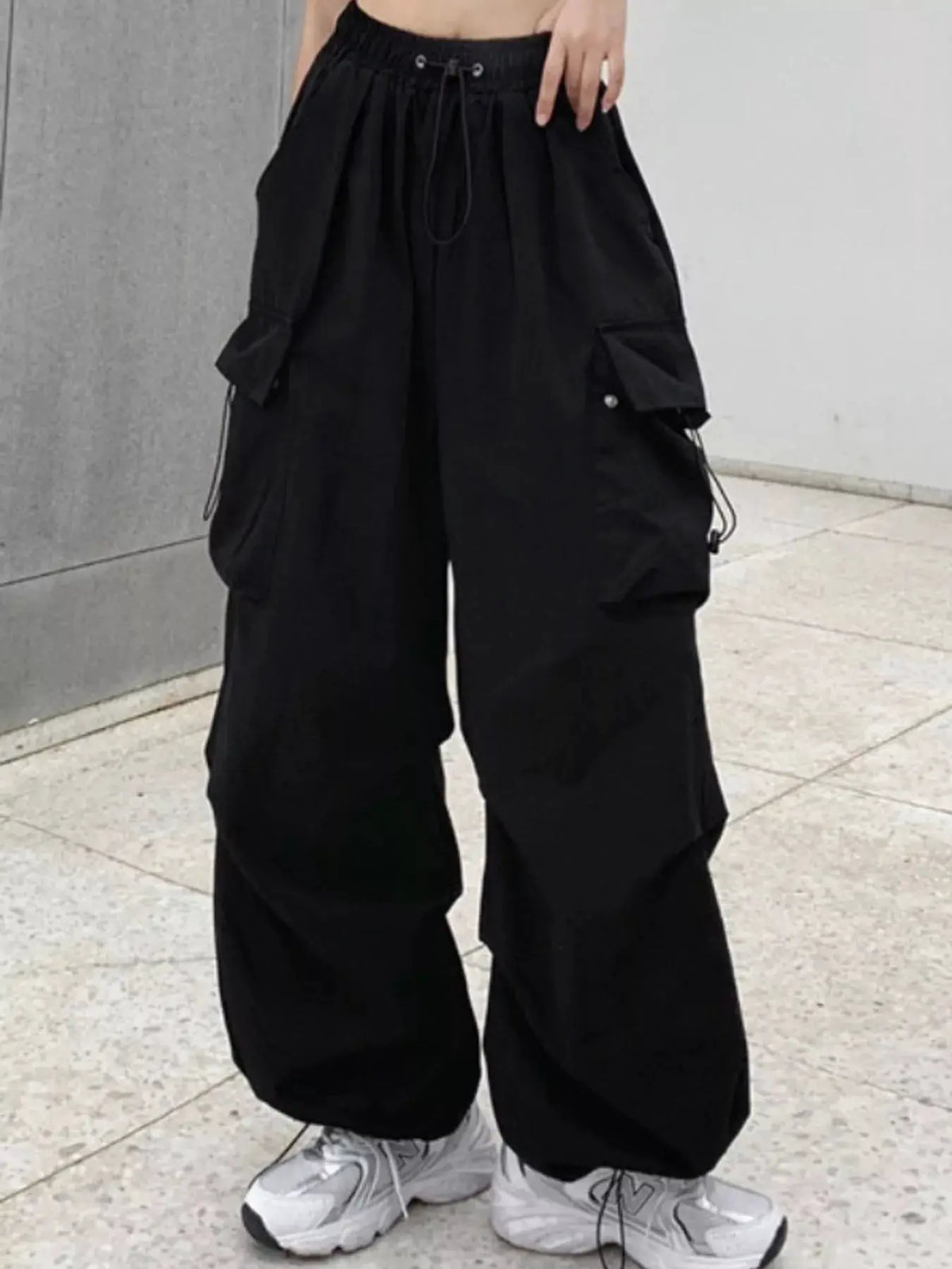 Full Size Drawstring Cargo Pants Plus Size by Trendsi