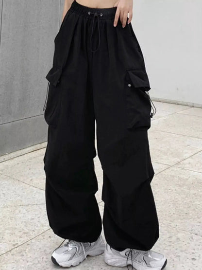 Full Size Drawstring Cargo Pants Plus Size by Trendsi