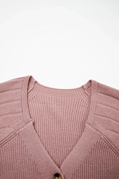 V-Neck Button-Down Cardigan by Trendsi
