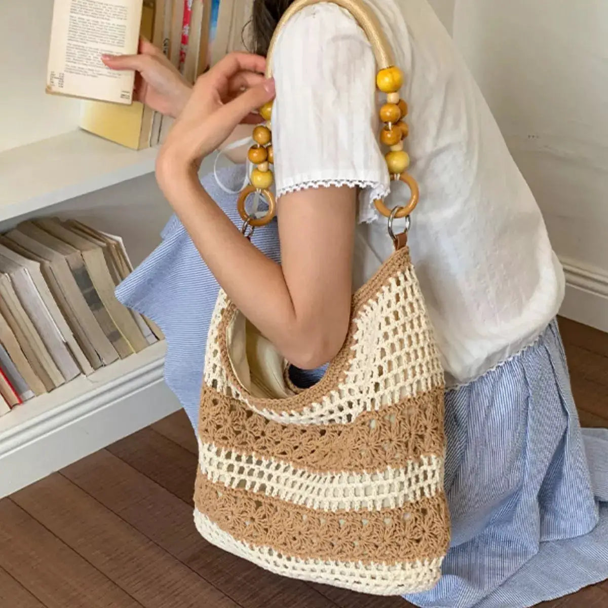Crochet Knit Shoulder Bag by Trendsi